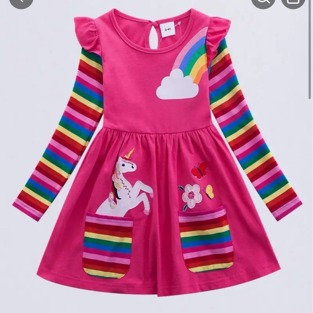 Pink long sleeve girls dress
